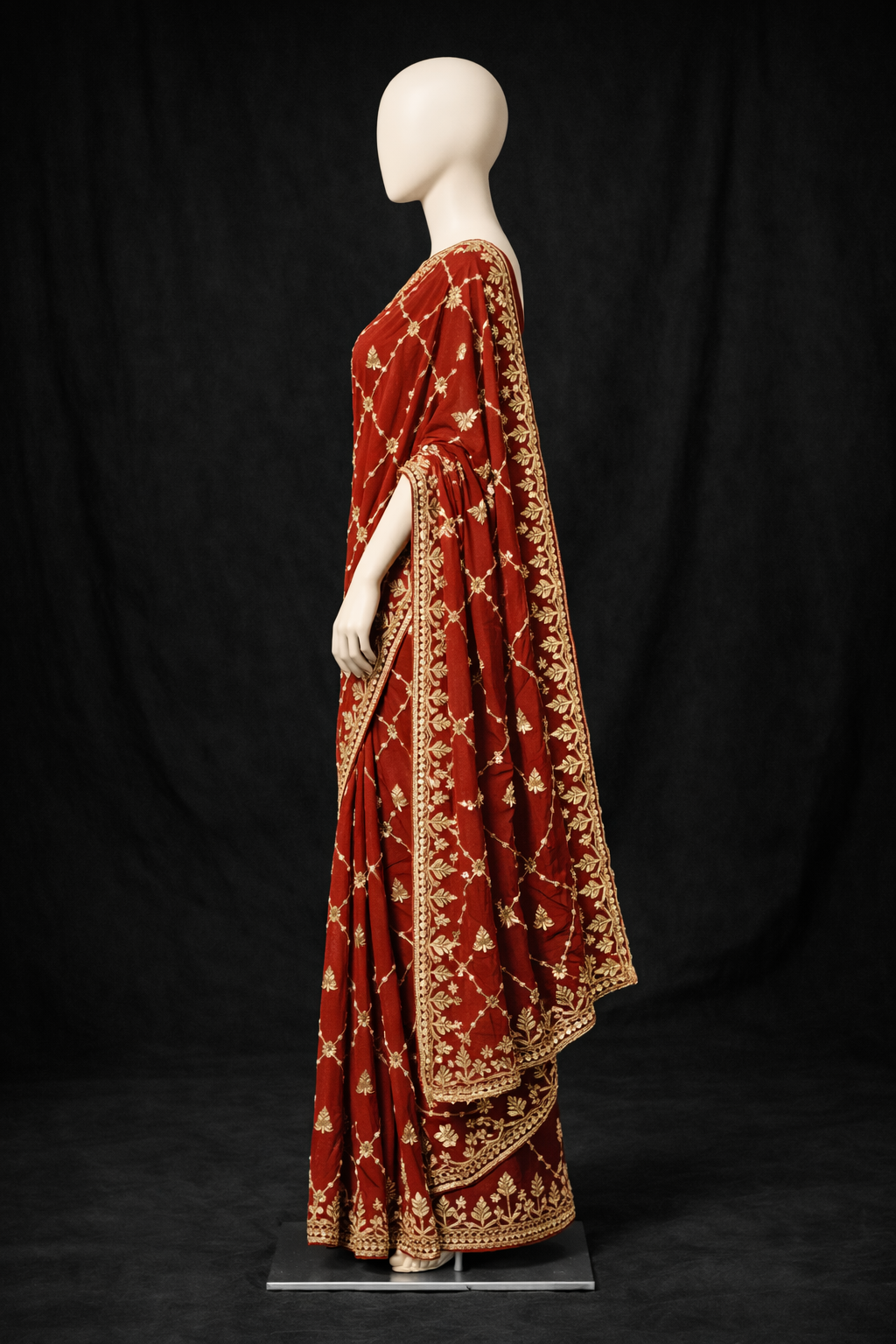 Gota zal hand-work, orange colour saree same blouse 1 meter - Image 2